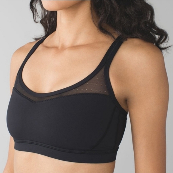 Lululemon Sweaty Endeavor Black Mesh Strappy Sports Bra Women Sz 4 Light Support - Picture 5 of 7